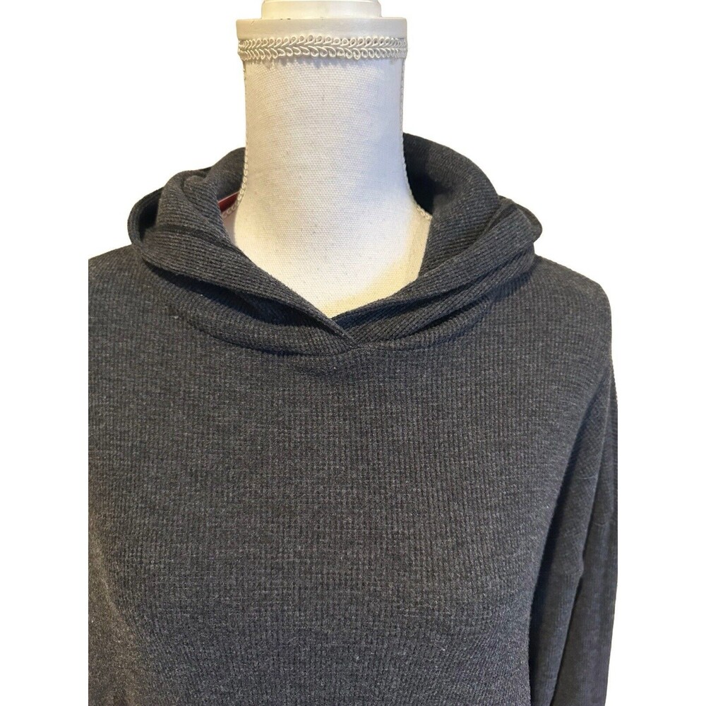 NWT Sundry Anthropologie Cropped Hooded Sweatshirt Size 1 Small Gray Thermal - Picture 5 of 7
